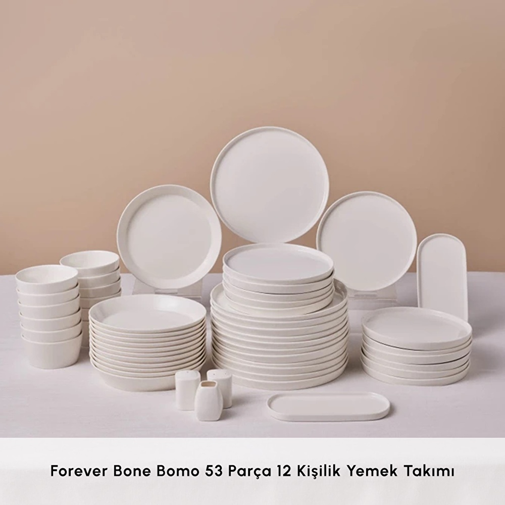 Karaca Forever Bone Bomo 53 Parça 12 Kişilik Yemek Takımı (Premium Serisi 80) - 1