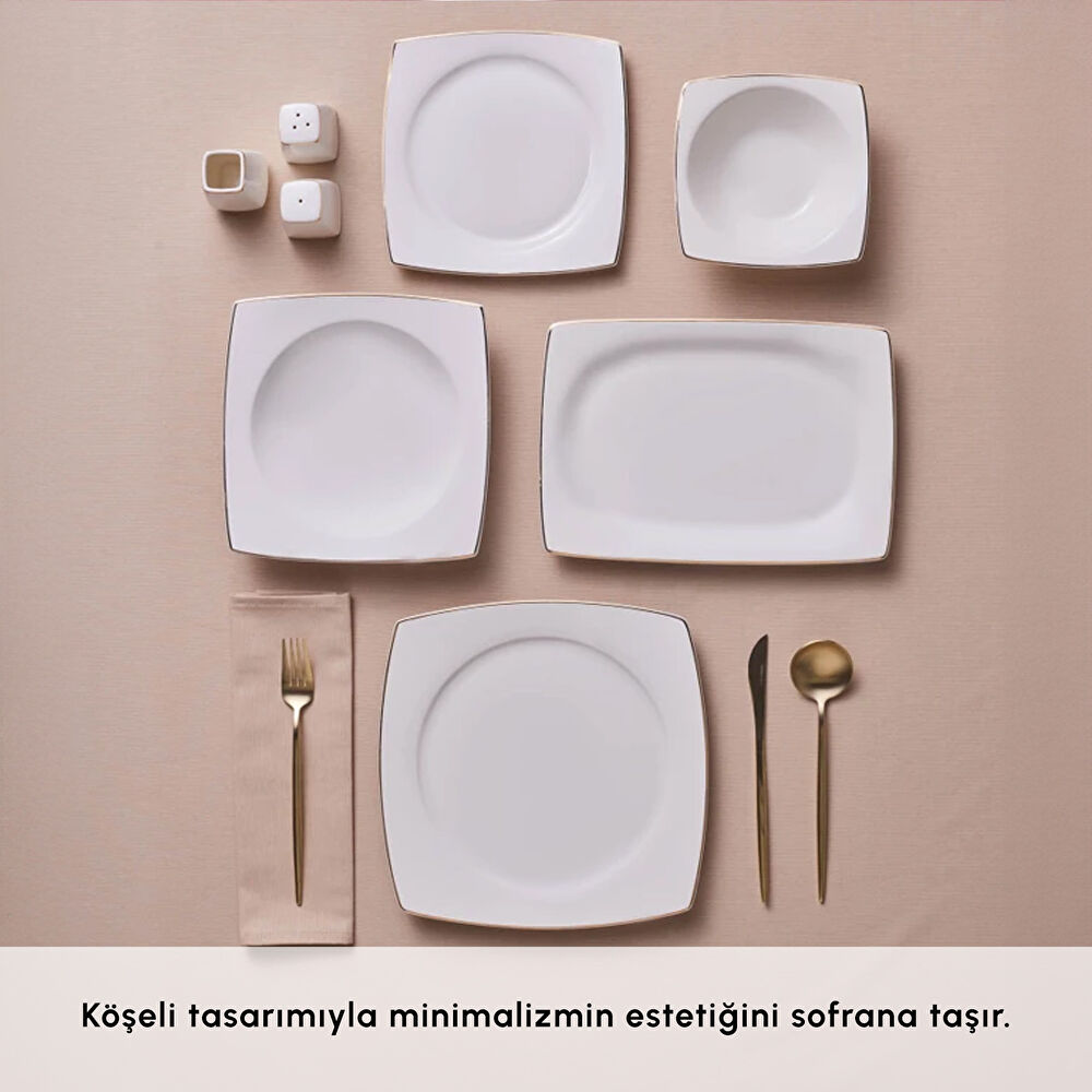 Karaca Square Bone Jamie 53 Parça 12 Kişilik Yemek Takımı Gold - 3