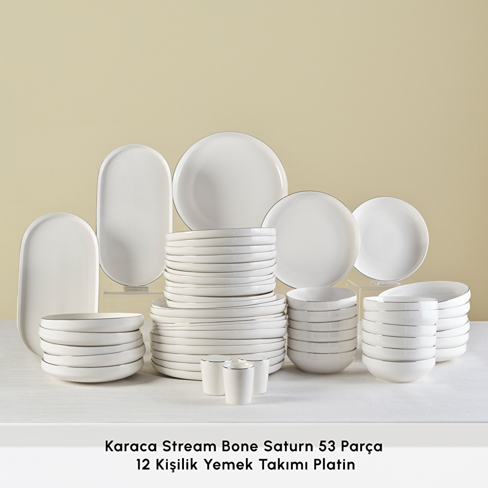 Karaca Stream Bone Saturn 53 Parça 12 Kişilik Yemek Takımı Platin - 1