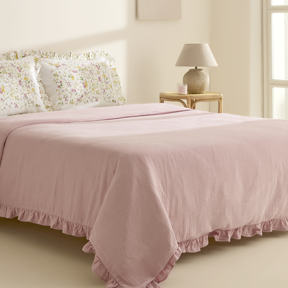 Karaca Home Dorian %100 Pamuk Muslin Çift Kişilik Nevresim Takımı Pudra (Premium Serisi 90) - 1