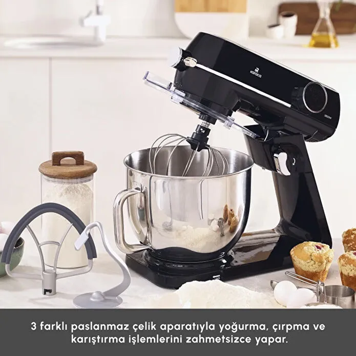 Karaca Multichef Artisan Digital Ekran Döküm Hamur Yoğurma Makinesi Siyah 1800W 7L - 4