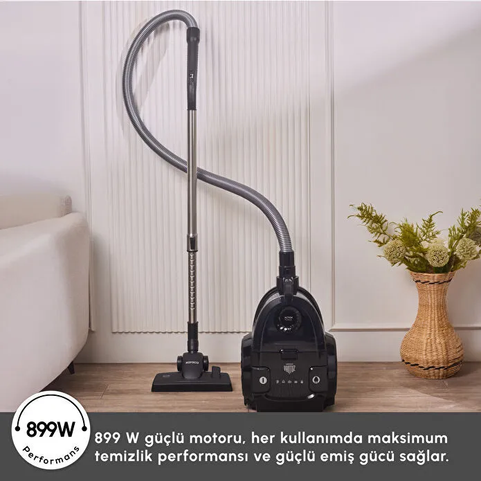 Karaca Vantuz Action Force X10 2 Lt Toz Torbasız Hazneli Elektrikli Süpürge Black 899 W - 4
