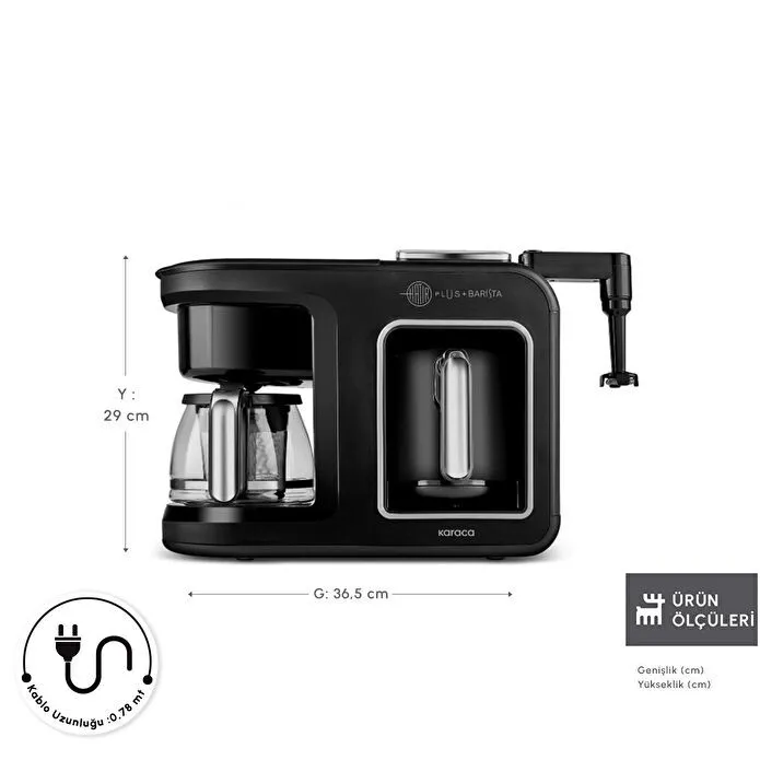 Karaca Hatır Plus Barista 6 in 1 Latte Cappuccino ve Közde Türk Kahve Makinesi Black Silver - 2