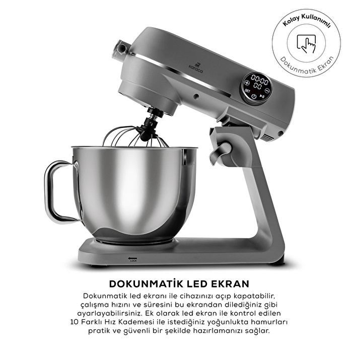 Karaca Multichef Artisan Digital Ekran Döküm Stand Mikser Antrasit 1800W 7L - 2