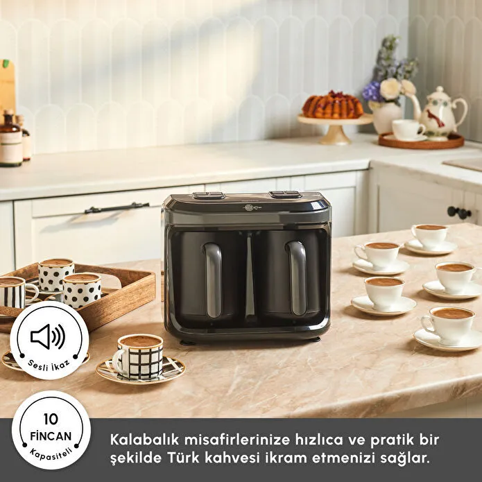 Karaca Hatır Hüp Düet Aroma İkili Türk Kahve Makinesi Space Gray - 4