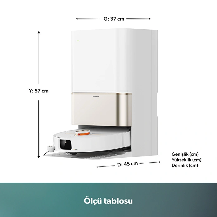 Homend Alex 50 Pro Ulticlean AI Destekli Akıllı Robot Süpürge 28000 Pa Emiş Güçlü Beyaz - 2