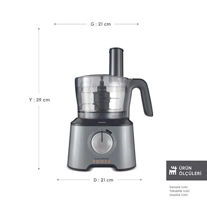 Karaca Mastermaid Power Multifunctional 10 in 1 Mutfak Robotu 2000W Galaxy Grey - 2