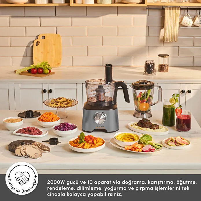 Karaca Mastermaid Power Multifunctional 10 in 1 Mutfak Robotu 2000W Galaxy Grey - 3