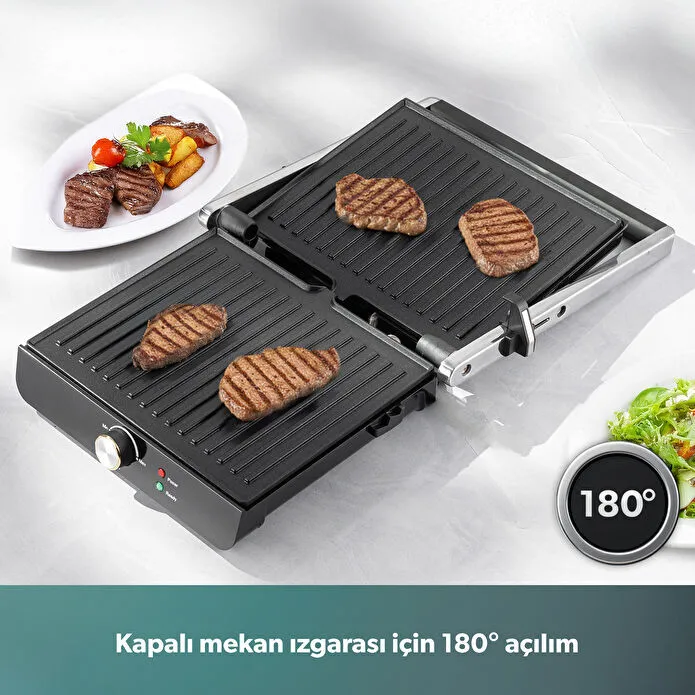 Homend Grilliant 1349H 4 Dilim Kapasiteli Gövdeli Döküm Plakalı Tost ve Izgara Makinesi Inox 2000W - 4